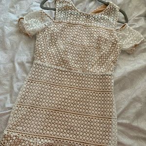 Lace, white, Fluted dress